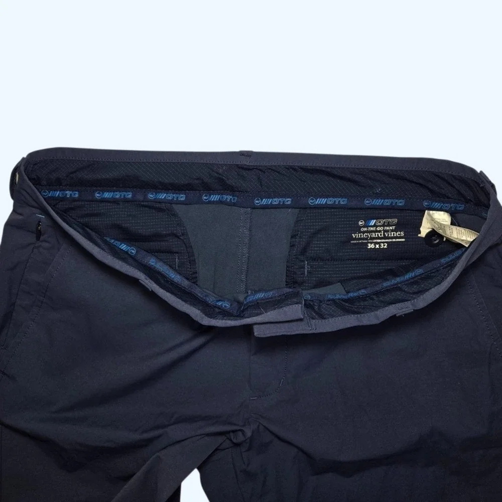 Vineyard Vines On The Go Pant Mens 36x32 Navy Blue Performance Chino Stretch OTG
